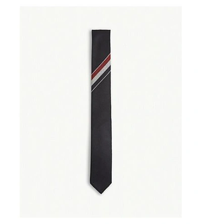 Thom Browne Tricolour Stripe Wool Tie In Navy