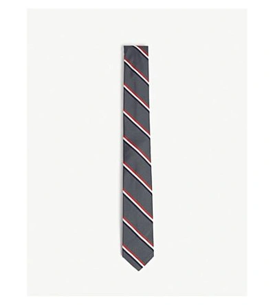 Thom Browne Diagonal-stripe Silk And Cotton Tie In Dark Grey