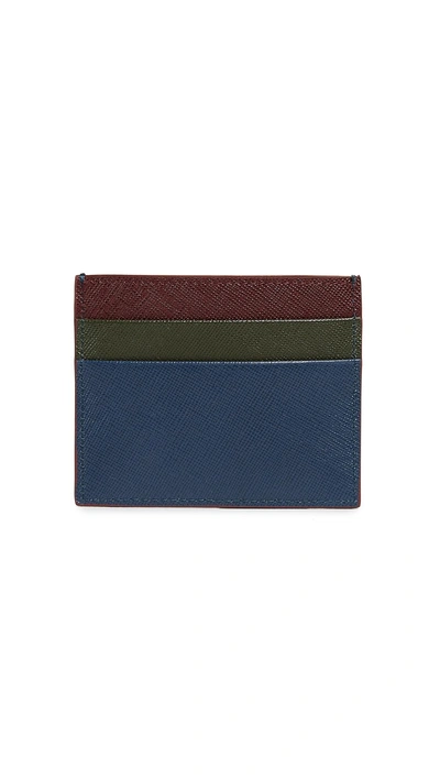 Marni Colorblock Card Case In Eclipse/forest/ruby