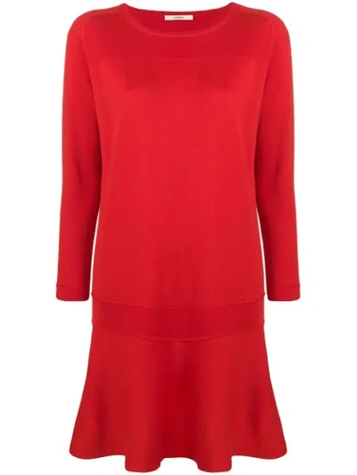 Odeeh Flared Shift Dress In Red