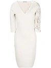 D-exterior Floral Embroidered Dress In Neutrals