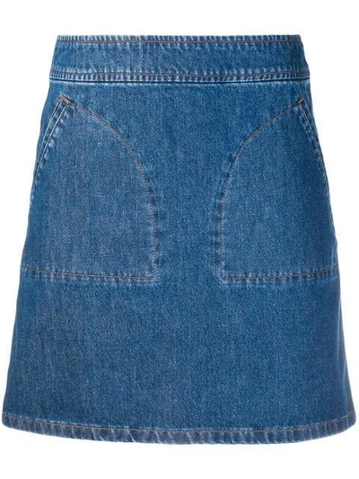Apc Patch Pocket Denim Skirt In Blue