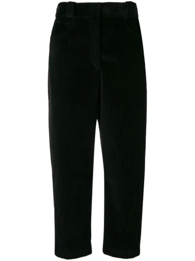 Cedric Charlier Cédric Charlier Cropped Corduroy Trousers - Black