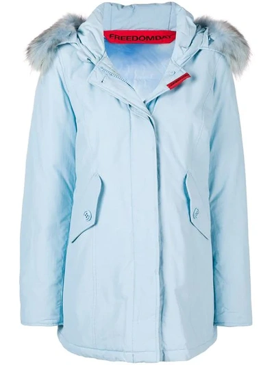 Freedomday Padded Buttoned Coat In Blue