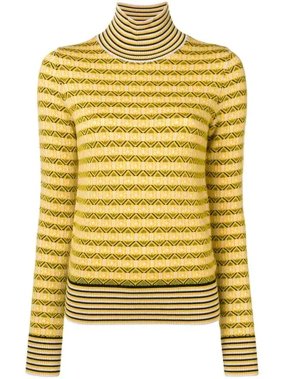 Carven Striped Roll Neck Sweater - Yellow