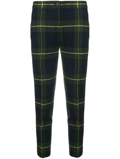 Boutique Moschino Checked Skinny Trousers In Blue