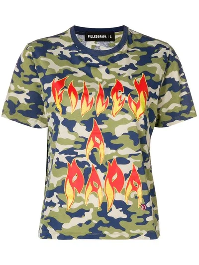 Filles À Papa Fire Printed T-shirt In Green