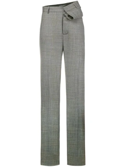 Y/project Asymmetric Waist Checked Trousers In Grey