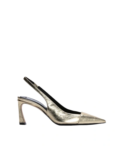 Victoria Beckham Metallic Leather Slingback In Gold