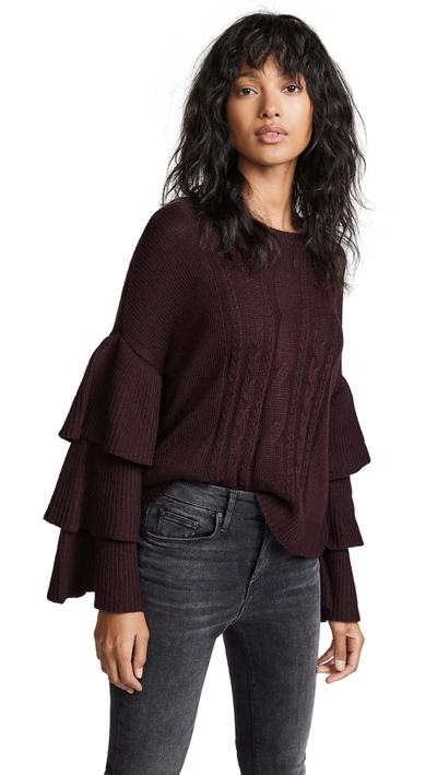 Cupcakes And Cashmere Kristin Cable Knit Sweater In Aubergine