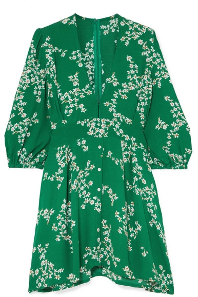 Faithfull The Brand Margot Floral Print Button Front Dress In Green