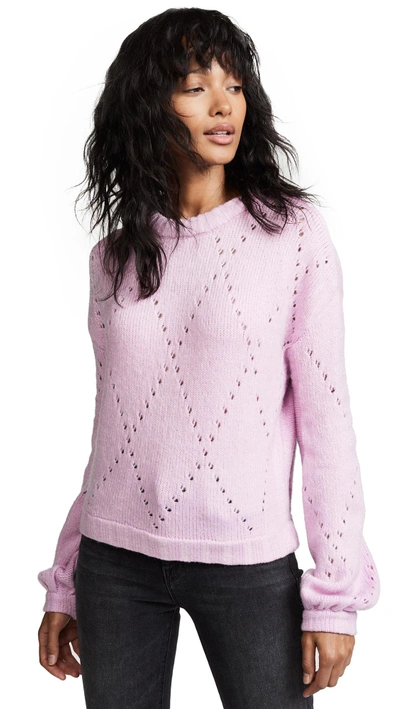 For Love & Lemons Mia Pointelle Sweater In Lavender