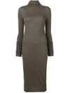 Rick Owens Fitted Turtleneck Dress In Green