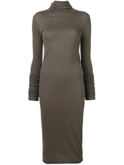 Rick Owens Fitted Turtleneck Dress In Green