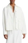 Vince Stretch Cotton Utility Jacket In Off White