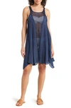 Elan Crochet Inset Cover-up Dress In Navy