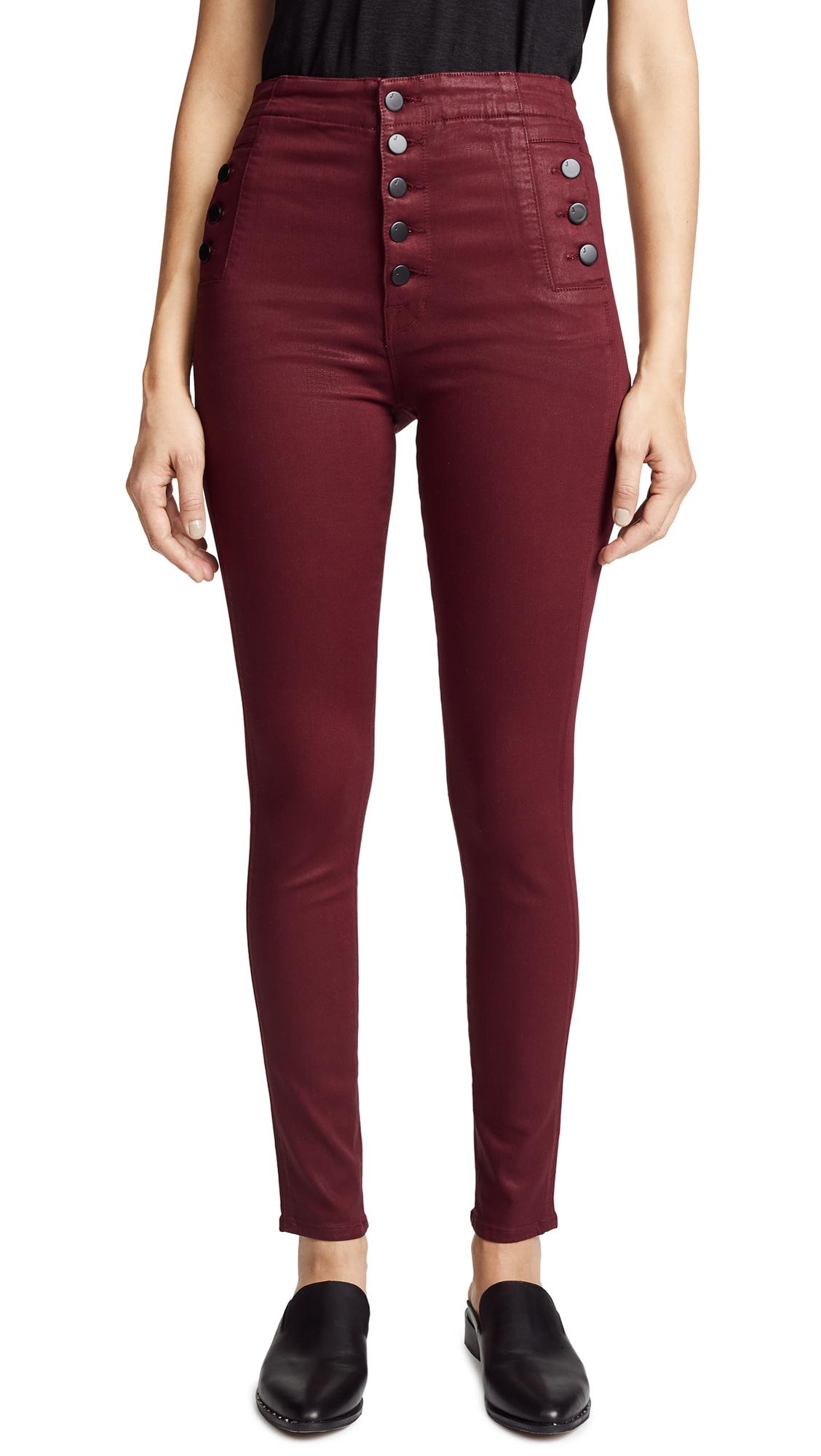 J Brand Natasha Sky High Coated Skinny Jeans In Coated Oxblood | ModeSens