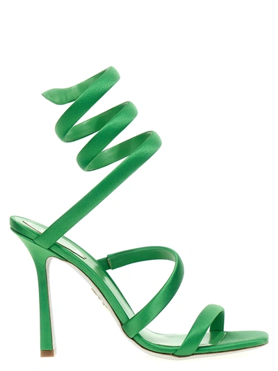 René Caovilla Cleo Sandals Green In White