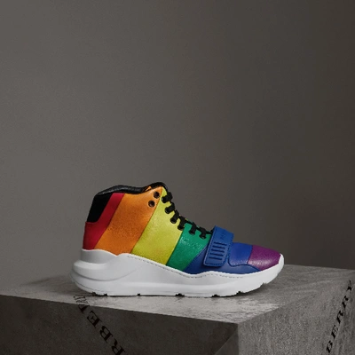 Burberry Regis Rainbow Stripe High-top Sneakers