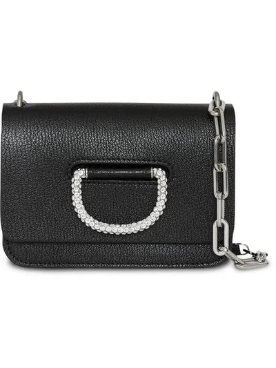 Burberry The Mini Leather Crystal D-ring Bag In Black