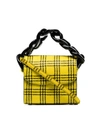 Marques' Almeida Marques'almeida Yellow And Black Tartan Chain Pony Hair Mini Bag