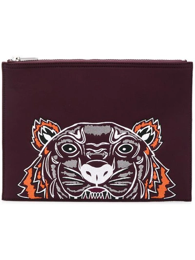 Kenzo Tiger Clutch Bag In Red