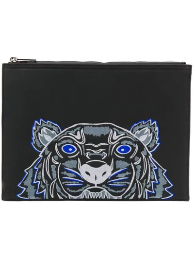Kenzo Tiger Pattern Clutch Bag - Black
