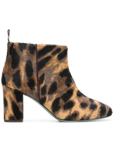 Paola D'arcano Leopard Print Ankle Boots In Neutrals