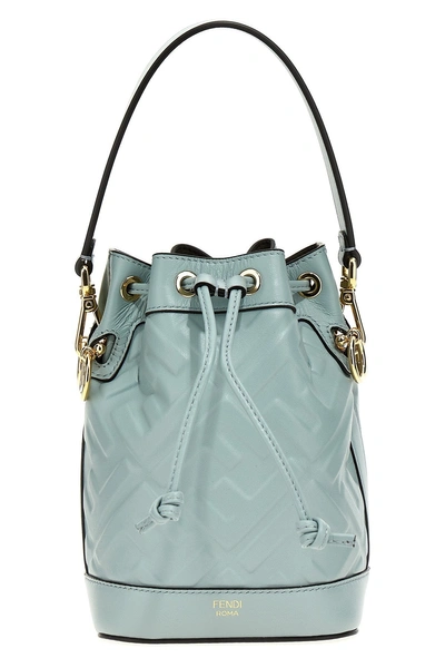 Fendi Light Blue Leather Mon Tresor Bucket Bag