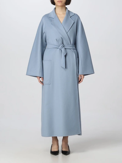 Max Mara Coat Woman Gnawed Blue Woman