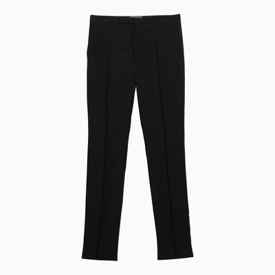 Saint Laurent Black Regular Trousers In Wool Blend Men