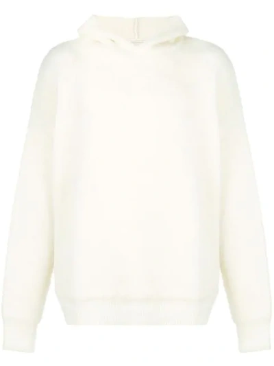 Laneus Kangaroo Pocket Knitted Hoodie - White