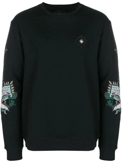 John Richmond Embroidered Dragon Sweatshirt - Black