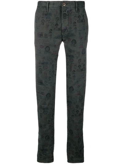Incotex Printed Chino Trousers In Grey