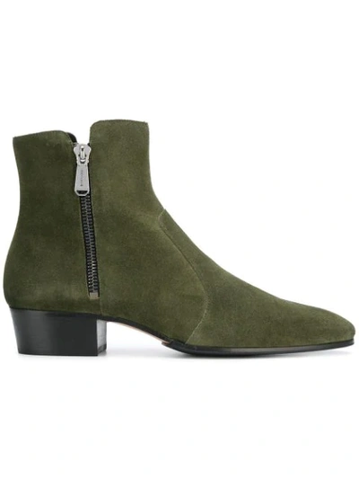 Balmain Anthos Suede Ankle Boots In Green