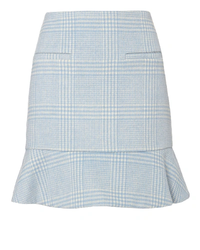 Ganni Woodside Gingham Felt Mini Peplum Skirt In Blue