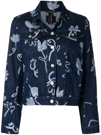 Ps By Paul Smith Artistic Printed Denim Jacket - Blue