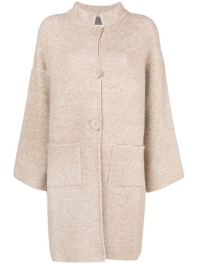D-exterior Single Breasted Coat In Neutrals