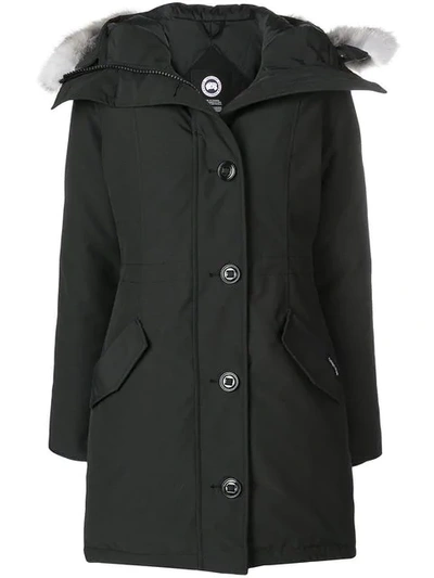 Canada Goose Rossclair Fur Trimmed-hood Coat In 61 - Black - Noir