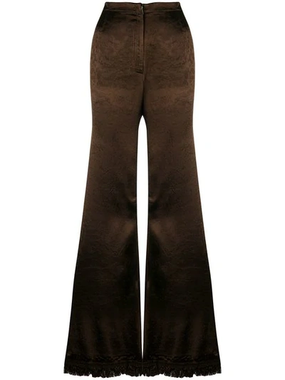 Marni Frayed Flared Trousers In Brown
