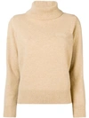 Sacai Pleated Back Roll Neck Sweater In Neutrals