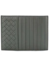 Bottega Veneta Woven Texture Card Holder In Grey