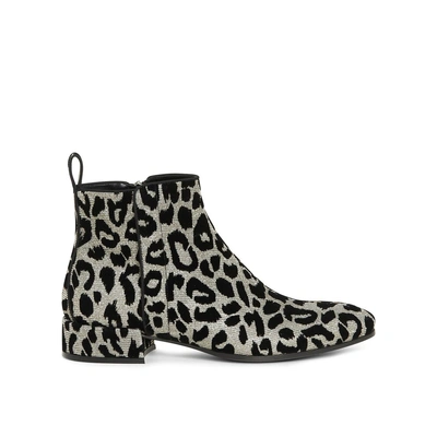 Dolce & Gabbana Leopard Ankle Boots In Silver