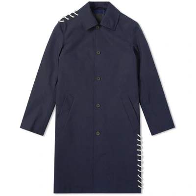 Craig Green Laced Bonded Long Coat In Blue