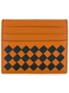 Bottega Veneta Woven Texture Card Holder In Yellow