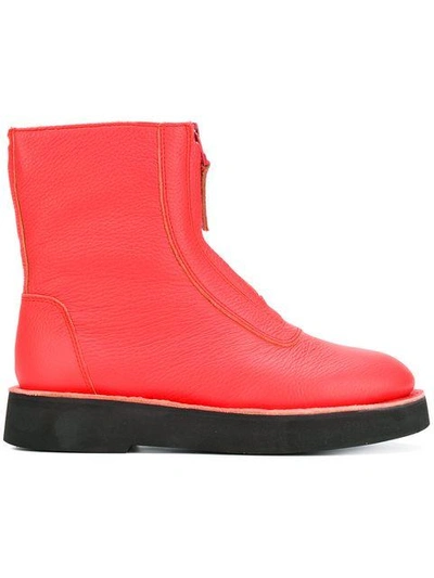 Camper Front Zip Ankle Boots - Pink