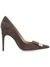 Sergio Rossi Pointed Plaque Pumps In Grey