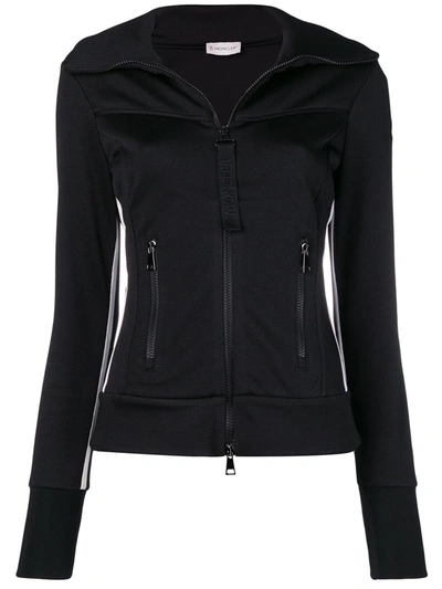 Moncler Zipped Knit Jumper In Black