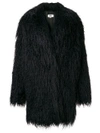 Mm6 Maison Margiela Faux Fur Shaggy Coat In Black