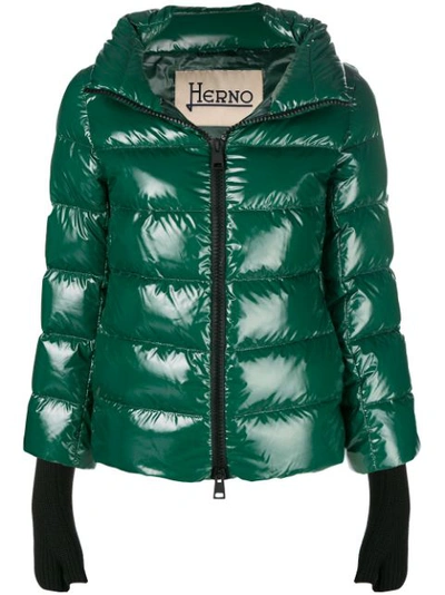 Herno Quilted-down Jacket In Green